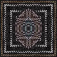 A colorful, concentric oval design surrounded by patterned lines and a dark background, creating a visually striking geometric effect, it could be used as a wallpaper, fabric design, scarf, pillow vector