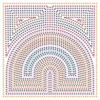 Colorful geometric design featuring concentric squares in a rainbow pattern, framed by a border of alternating square colors, it could be used as a wallpaper, fabric design, scarf, pillow vector