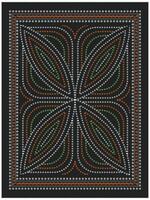 A vibrant abstract design featuring intricate patterns of dotted lines in orange, green, and white against a black background, it could be used as a wallpaper, fabric design, scarf, pillow cover vector