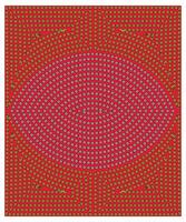 Abstract spiral pattern with alternating yellow and white squares on a deep red background, creating a visually striking design, it could be used as a wallpaper, fabric design, scarf, pillow cover vector