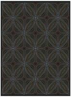 A geometric pattern of overlapping leaf shapes in white, green, and orange outline on a black background, creating an intricate design. it could be used as a wallpaper, fabric design, scarf, pillow vector
