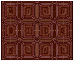 A repeating hand drawn dotted geometric pattern of concentric squares in warm tones of orange and yellow on a deep maroon background, it could be used as a wallpaper, fabric design, scarf, pillow vector