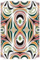 A vibrant, abstract pattern featuring swirling shapes in orange, green, black, and teal, creating a dynamic, eye catching design. vector