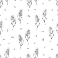 seamless pattern illustration ears of wheat. Hand drawn bakery background. vector