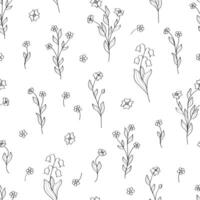 Seamless pattern of wildflowers. Natural background from sketches of plants vector