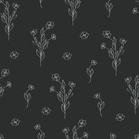 Seamless pattern of wildflowers. Natural background from sketches of plants. vector