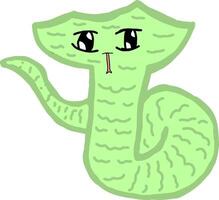 Cute Green Cartoon Snake with a Playful Expression vector