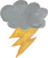 a drawing of a cloud with a lightning bolt vector