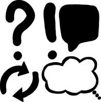 Question mark, exclamation mark, and speech bubbles with arrows vector