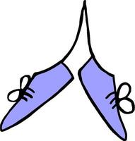Cartoon image of a pair of blue shoes, with laces, standing upright vector