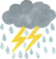 a drawing of a cloud with rain and lightning vector