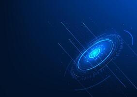 Abstract technology background. Technology circle representing data processing and display within artificial intelligence operating system. Illustration, poster, wallpaper. vector