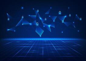 Security technology background. Connected lines with locks, represent network protection systems, hacking and virus protection. Protect important data. illustration. vector