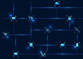 Rapidly developed technology innovation is an image that shows a numeric code linked to software. It is a response to running data as a technology. image vector
