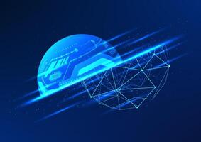 Abstract technology background. Circles with lines connecting them represent the growth and development of technology innovation, artificial intelligence, which learns and develops itself vector