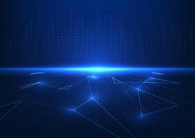 Big data technology, a network that collects and transmits large-scale high-tech digital data used in organizations, can be used both online and offline. illustration, blue background. vector