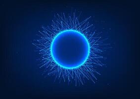 Abstract technology background. Circles with connecting and dispersing lines represent the growth and development of technological innovation, artificial intelligence, which learns and develops itself vector