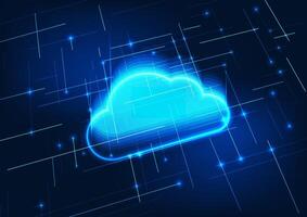 Cloud computing technology background. Layered clouds represent electronic data storage technology over the Internet, with data center infrastructure and privacy systems. vector
