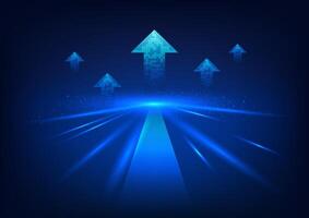 Technology abstract background. Path with arrows in front. Shows the innovation of technology that is constantly developing and the economy is growing rapidly. illustration. vector