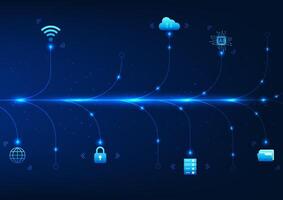 Big data technology background. Branched lines represent high-speed transmission of cyber data to software. Signaling. illustration. Wallpaper. vector