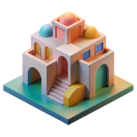 impressive contemporary Abstract Architectural Model Colored Background Isolated high resolution png
