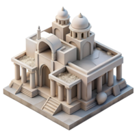 serene vintage Abstract Architectural Model White Background Isolated authentic png