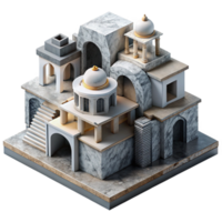 wonderful modern Abstract Architectural Model Black Background Isolated authentic png