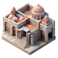 wonderful rustic Abstract Architectural Model 3d Render Isolated premium png