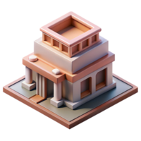 elegant rustic Abstract Building Isometric Drawing Isolated 4K png