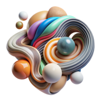 dramatic contemporary Abstract Creative Process Isolated with Flowing Lines and Colors original png