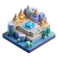extraordinary creative Abstract Data Landscape Isometric View Isolated high quality png