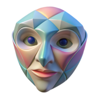 impressive vintage Abstract Face Mask Design Transparent Background with Angled Perspective detailed png