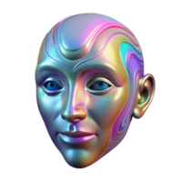 elegant modern Abstract Face with Holographic Texture Isolated high resolution png