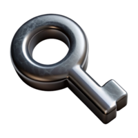 serene minimalist Abstract Key Icon Silver and Black Isolated Element premium png