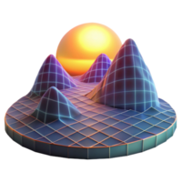 extraordinary rustic Abstract Landscape with Glowing Grid Cutout genuine png