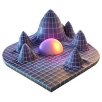 beautiful rustic Abstract Landscape with Glowing Grid Cutout original png