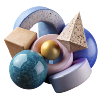 extraordinary vintage Abstract Shapes Representing Different Dimensions Isolated 4K png