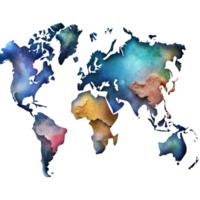 elegant vintage Abstract Watercolor World Map Isolated genuine png