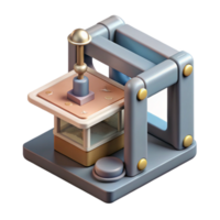 extraordinary minimalist Additive Manufacturing Machine Isometric View Transparent Background original png
