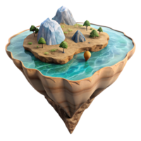 serene abstract Aerial View Floating Island with Transparent Background high quality png