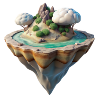 stunning artistic Aerial View Floating Island with Transparent Background genuine png
