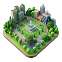 stunning rustic Aerial View of City Park with Green Spaces Cutout with Bird's Eye Perspective original png