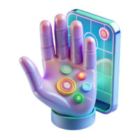 impressive traditional Ai Interface Hologram with Hand Interaction Transparent high quality png