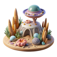impressive creative Alien Landscape Cutout with Strange Flora high resolution png