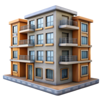 dramatic rustic Apartment Building with Balconies Transparent Background authentic png