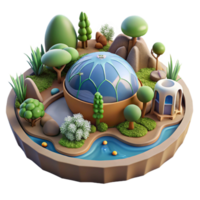 elegant minimalist Artificial Biome Ecosystem Illustration Cutout detailed png