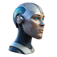 stunning abstract Artificial Intelligence Robot Head Front View Transparent Background professional png