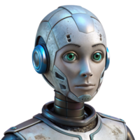 magnificent creative Artificial Intelligence Robot Head Front View Transparent Background high resolution png