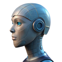 vibrant rustic Artificial Intelligence Robot Head Front View Transparent Background exclusive png