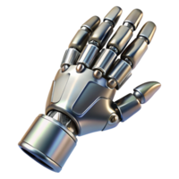 elegant contemporary Artificial Limb Robotic Hand Chrome Finish Transparent Background high resolution png